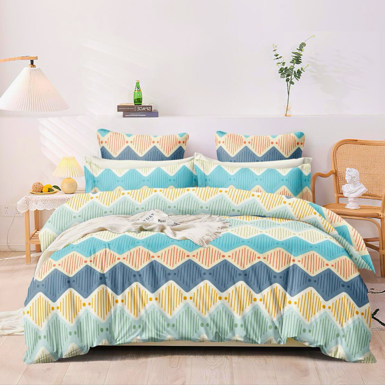 Tango Geometric Cotton Bedsheet Set with Full Pillow Covers – Bold & Stylish