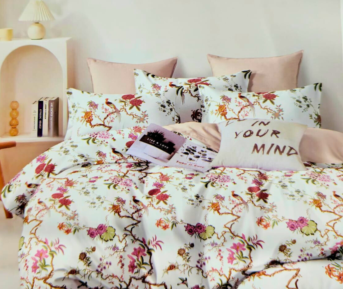 Luxe Comfort – Sky Homes Premium Floral Bedsheet Set with 2 pillow covers