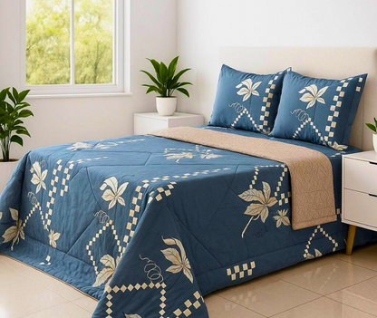 Flora 4-Piece Comforter Set – Elegant Floral & Lattice Design