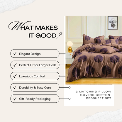 Tango Leaf Pattern Bedsheet Set – Contemporary Comfort with a Nature-Inspired Touch