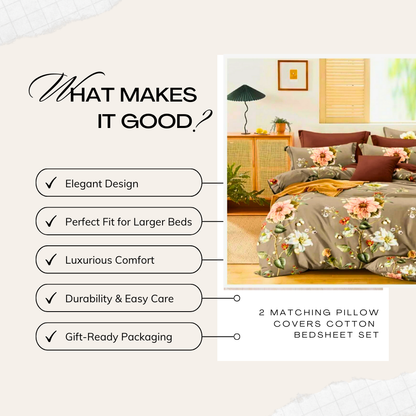 Tango Floral Elegance Bedsheet Set – Timeless Beauty and Comfort