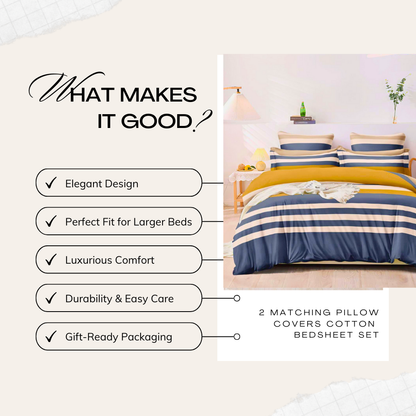 Tango Striped Bedsheet Set – Modern Elegance with a Touch of Warmth