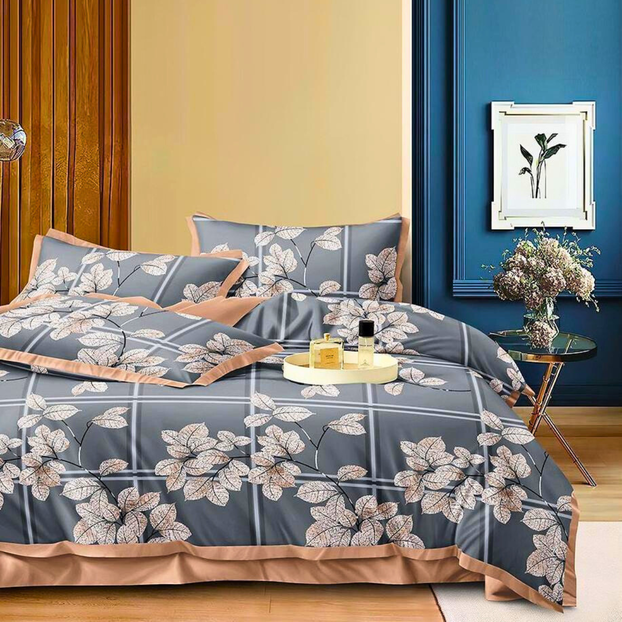 Bring a serene and refreshing ambiance to your bedroom with the Tango Floral Bedsheet Set