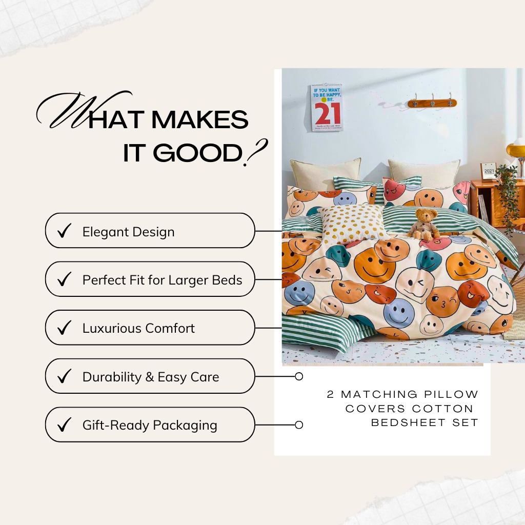Tango Spade-01 Playful Smiley Face Bedsheet Set – Fun and Vibrant Comfort