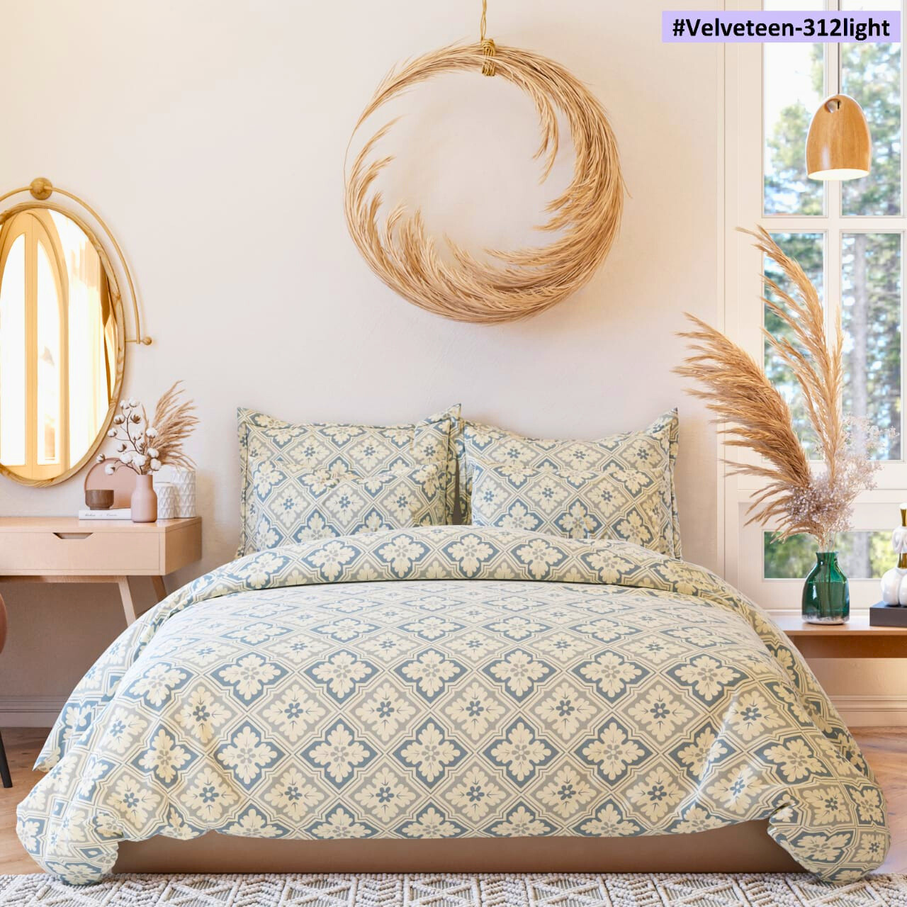 Bring a serene and refreshing ambiance to your bedroom with the Tango Floral Bedsheet Set