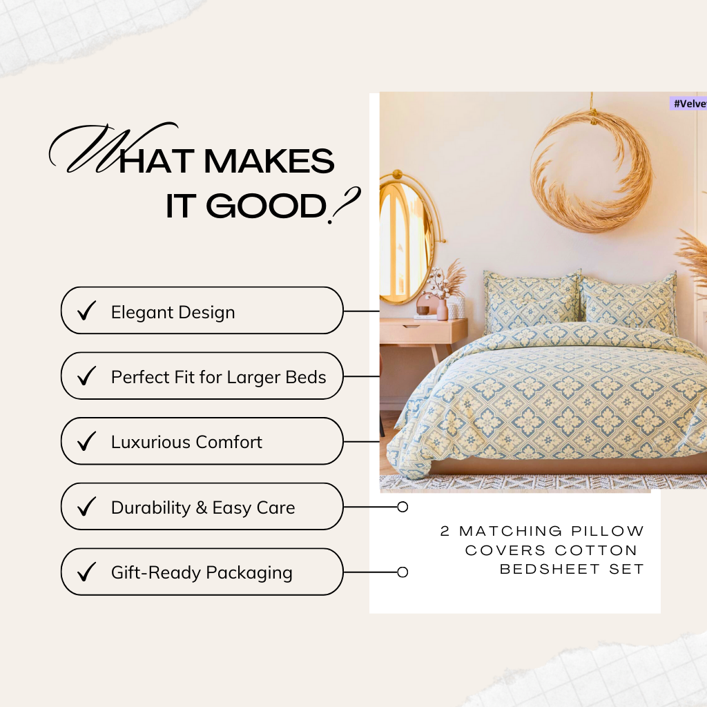 Tango Light Floral Bedsheet Set – Subtle Elegance and Timeless Comfort