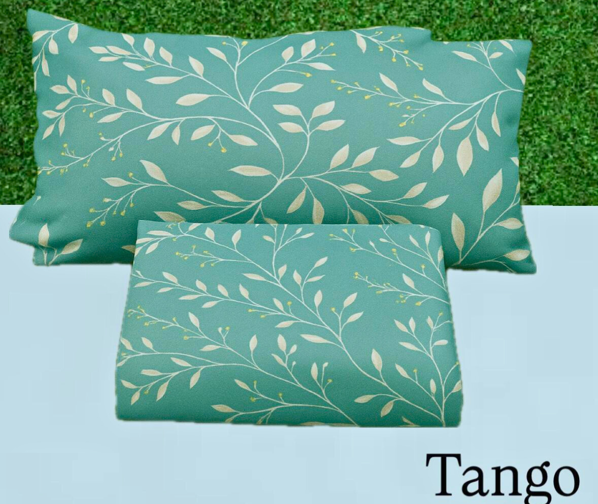 Tango Floral Cotton Bedsheet Set with Full Pillow Covers – Fresh & Serene Blue Leaves