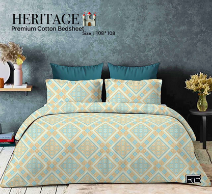 Heritage Premium Cotton King Size Bedding Set – Elegant Diamond Design