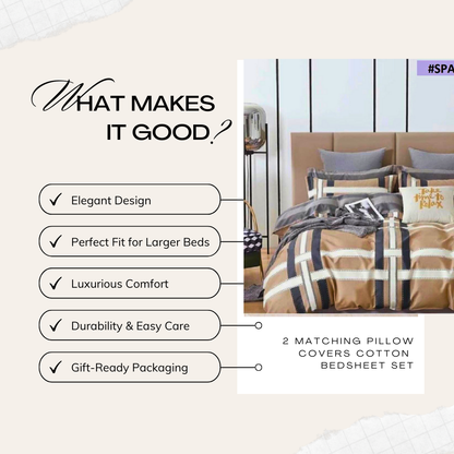 Tango Cotton Bedsheet Set with Full Pillow Covers - Soft & Premium Feel