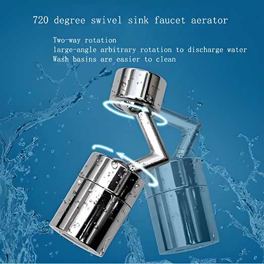 Splash Filter Faucet, 720 Rotatable Faucet Sprayer Head with Durable Copper, Anti-Splash, Oxygen-Enriched Foam, 4-Layer Net Filter, Leakproof Design with Double O-Ring