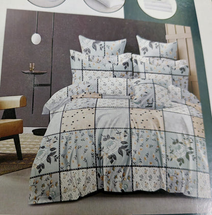 Calvin 4-Piece Reversible Comforter Set – Elegant Floral Patchwork Design for Double Bed