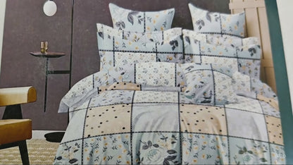 Calvin 4-Piece Reversible Comforter Set – Elegant Floral Patchwork Design for Double Bed