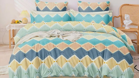 Tango Chevron Bedsheet Set | King Size 90x100 | 100% Cotton | 1 Bedsheet + 2 Pillow Covers | Soft, Durable & Modern Design
